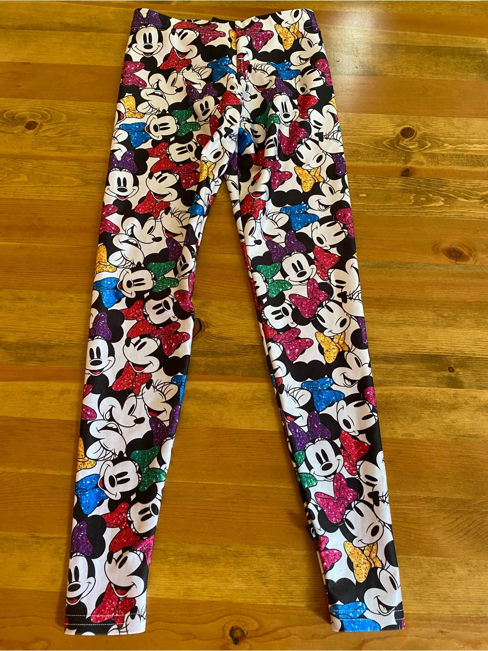 Terez Girls' Minnie Mouse Glitter Bow Multicolor Leggings